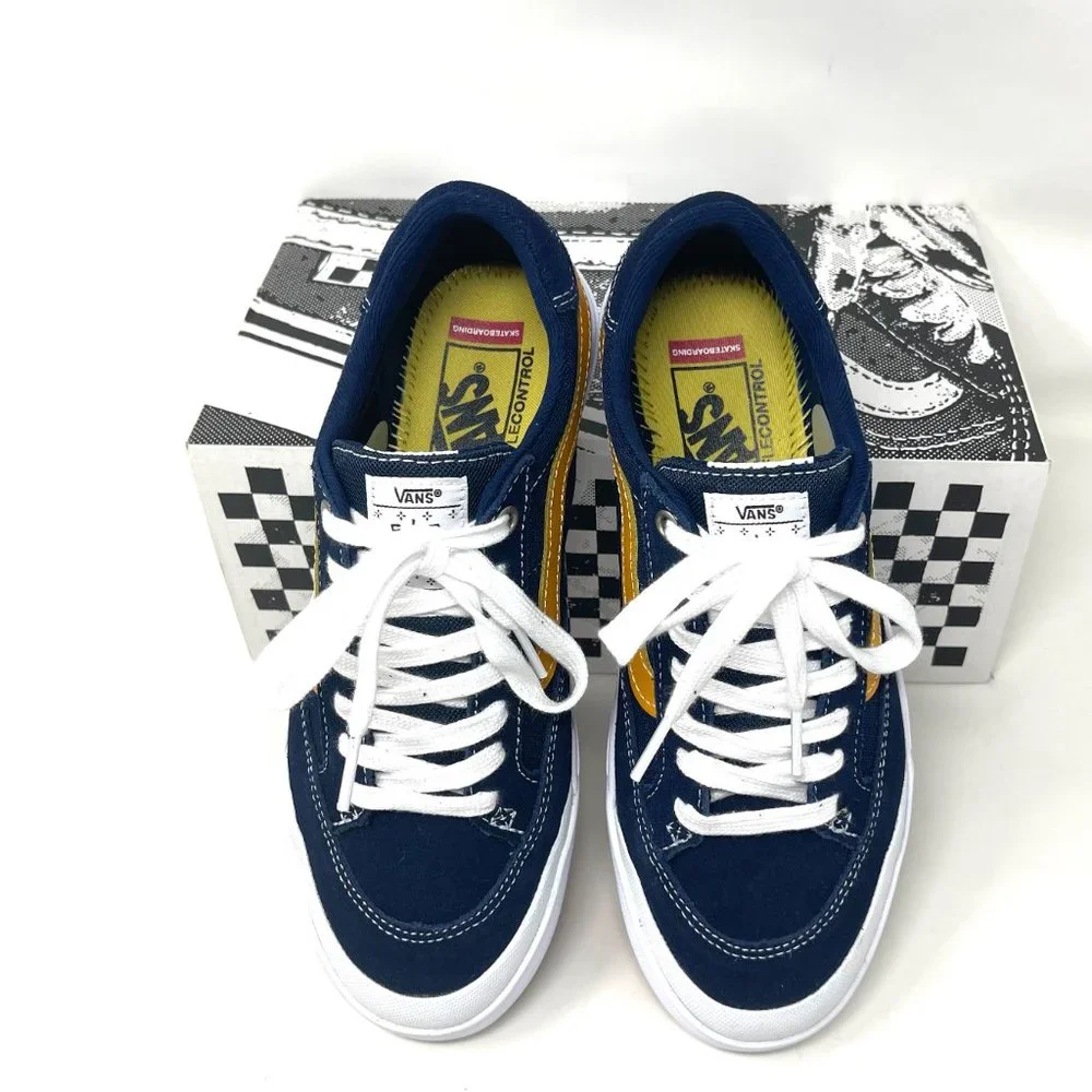 Vans Berle Navy Gold Low Top Suede Skate Shoes Women's Size 9 9.5 VN0A5JIJNGL - Picture 5 of 11